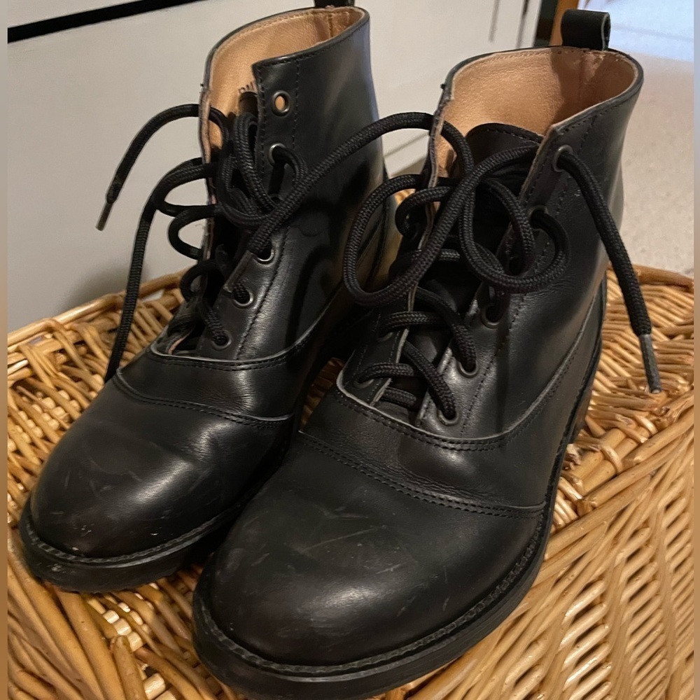 BMW Black Leather Moto Boots Sz 38 - Picture 2 of 6
